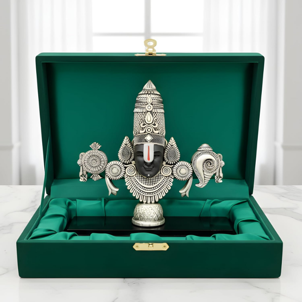 Silver plated Tirupati Balaji statue of Lord Venkateswara Swamy for pooja room and home temple décor