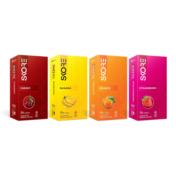 Skore Fruit Basket Condoms flavoured dotted condoms with 1500 raised dots in an 80-piece pack