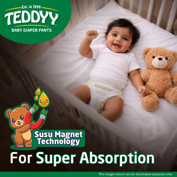 TEDDYY Baby Easy Pants with breathable fit and wetness indicator for easier nappy changes