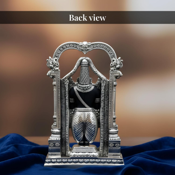 8 inch Standing Tirupati Balaji Idol, silver plated Lord Venkateswara statue for spiritual home decor