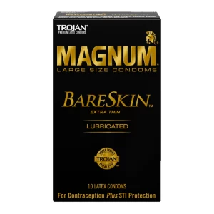Magnum Bareskin condoms in large size with thin design and silky smooth lubricant