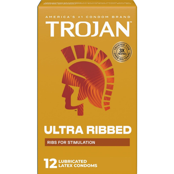 Trojan Ultra Ribbed Condoms lubricated 24 count pack of 2 for ultra stimulation and texture
