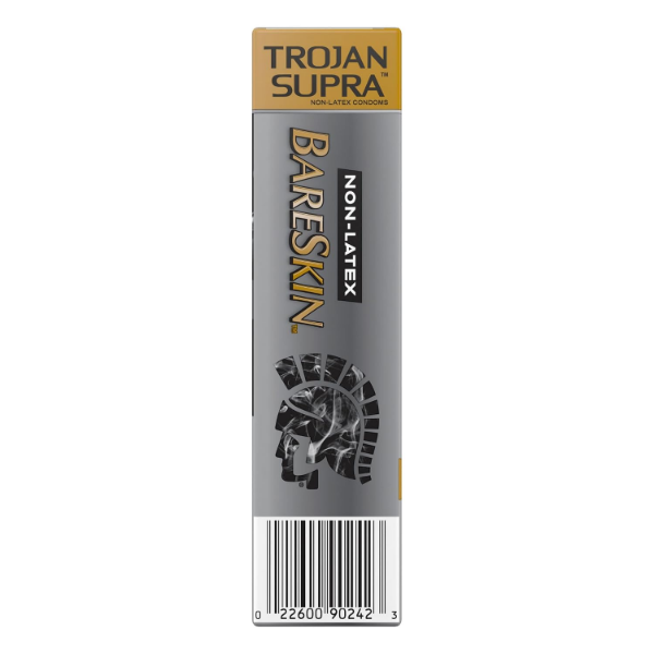 Trojan Supra condoms lubricated 18 count pack with ultra thin latex free construction shown clearly