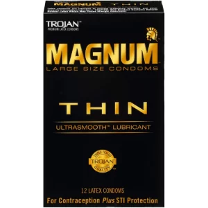 Trojan Magnum Thin Condoms large size 24 count pack of 2 for a thinner, natural feel and comfort