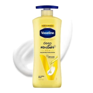 Vaseline Deep Moisture Body Lotion with ceramides for dry skin providing daily hydration and soft skin care
