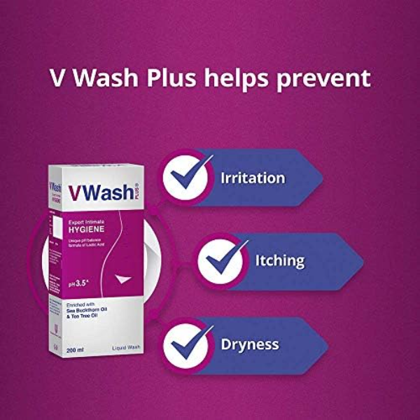 VWash Plus Intimate Hygiene Wash featuring Sea Buckthorn Oil and Tea Tree Oil for gentle intimate care