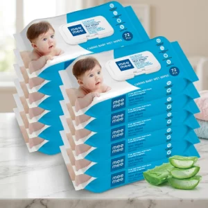 Mee Mee baby wet wipes with aloe vera in packs with convenient flip-top lids