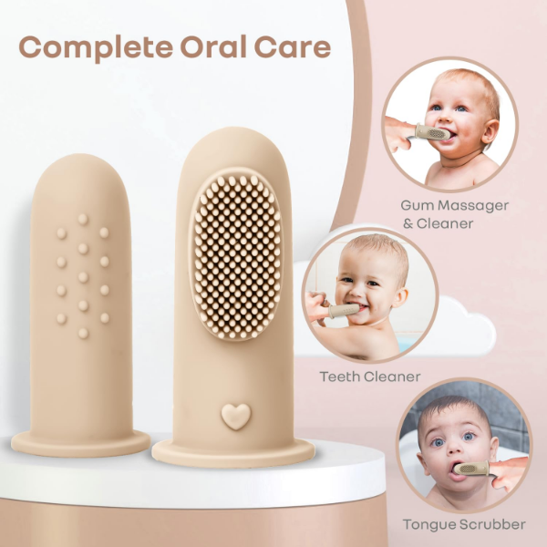 R for Rabbit Baby Finger Toothbrush, BPA-Free Silicone 2 in 1 Brush with Storage Case for 0-1 Years (Pack of 3)