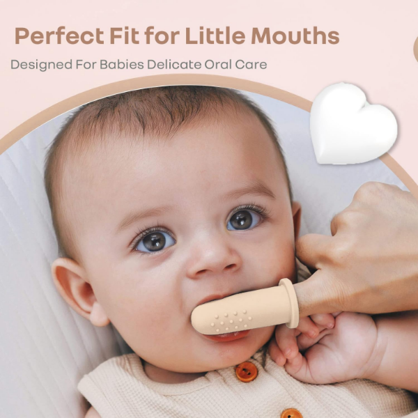R for Rabbit Baby Finger Toothbrush, BPA-Free Silicone 2 in 1 Brush with Storage Case for 0-1 Years (Pack of 3) - Image 4