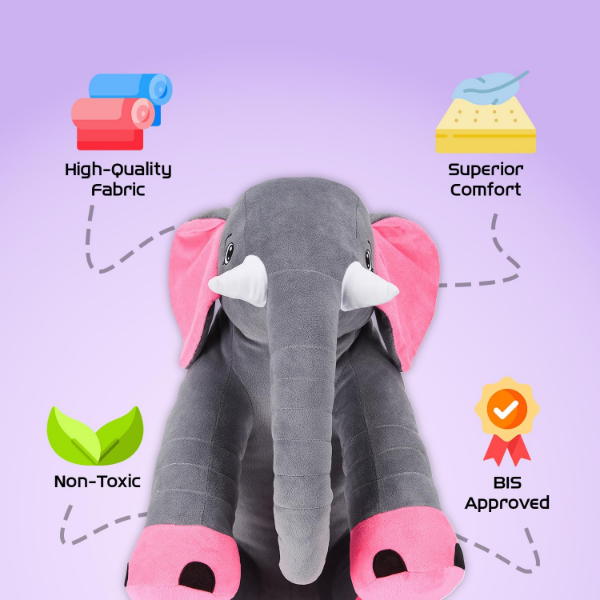 Jam & Honey Elephant Plush Toy – Soft Stuffed Elephant for Kids, Non-Toxic & BIS-Approved (Pack of 2) - Image 2