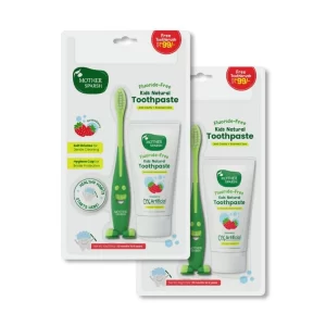 Mother Sparsh Natural Kids Toothpaste 300g With Free Toothbrush, Strawberry for 1-6 Years (Pack of 6)