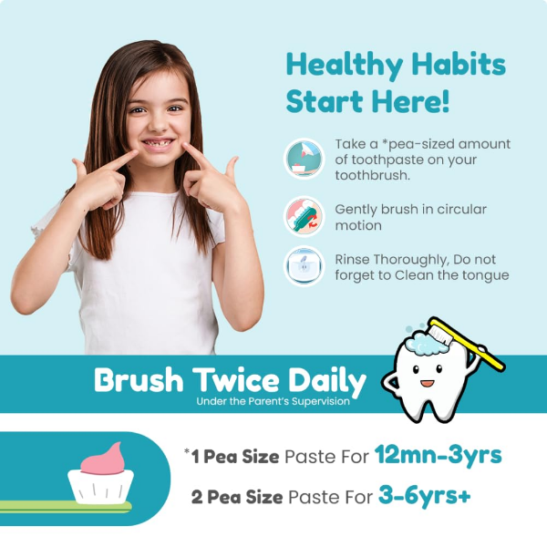 Mother Sparsh Natural Kids Toothpaste 300g With Free Toothbrush, Strawberry for 1-6 Years (Pack of 6) - Image 2