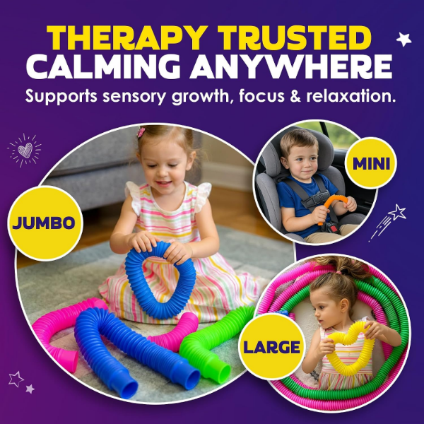 Nutty Toys 8 Pack Pop Tube Sensory Toys for Kids, Toddlers, Tweens & Teens (Pack of 2) - Image 2