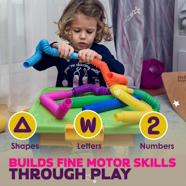 Nutty Toys 8 Pack Pop Tube Sensory Toys for Kids, Toddlers, Tweens & Teens (Pack of 2) - Image 4
