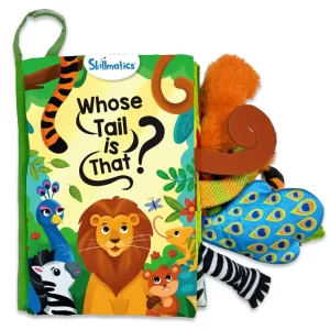 Skillmatics Sensory Cloth Book – 10 Animal Tails Interactive Baby Book for Ages 6–24 Months (Pack of 2)