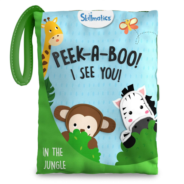 Skillmatics Peek-A-Boo Jungle Book – Soft Cloth Baby Book for Sensory Play (Pack of 2) age 6 Month and up