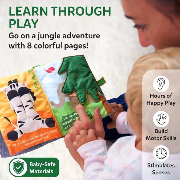 Skillmatics Peek-A-Boo Jungle Book – Soft Cloth Baby Book for Sensory Play (Pack of 2) age 6 Month and up - Image 4