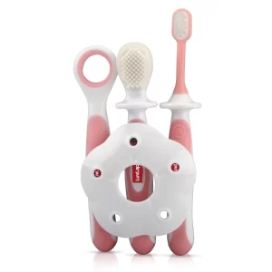 LuvLap Baby Training Toothbrush Set With Anti Choking Shield, 9 Pcs (Pack of 3)