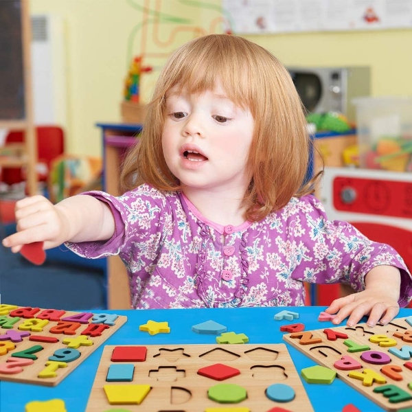 3Pcs Wooden Alphabet, Number And Shape Puzzle Board Set For Children (Pack of 2) - Image 3